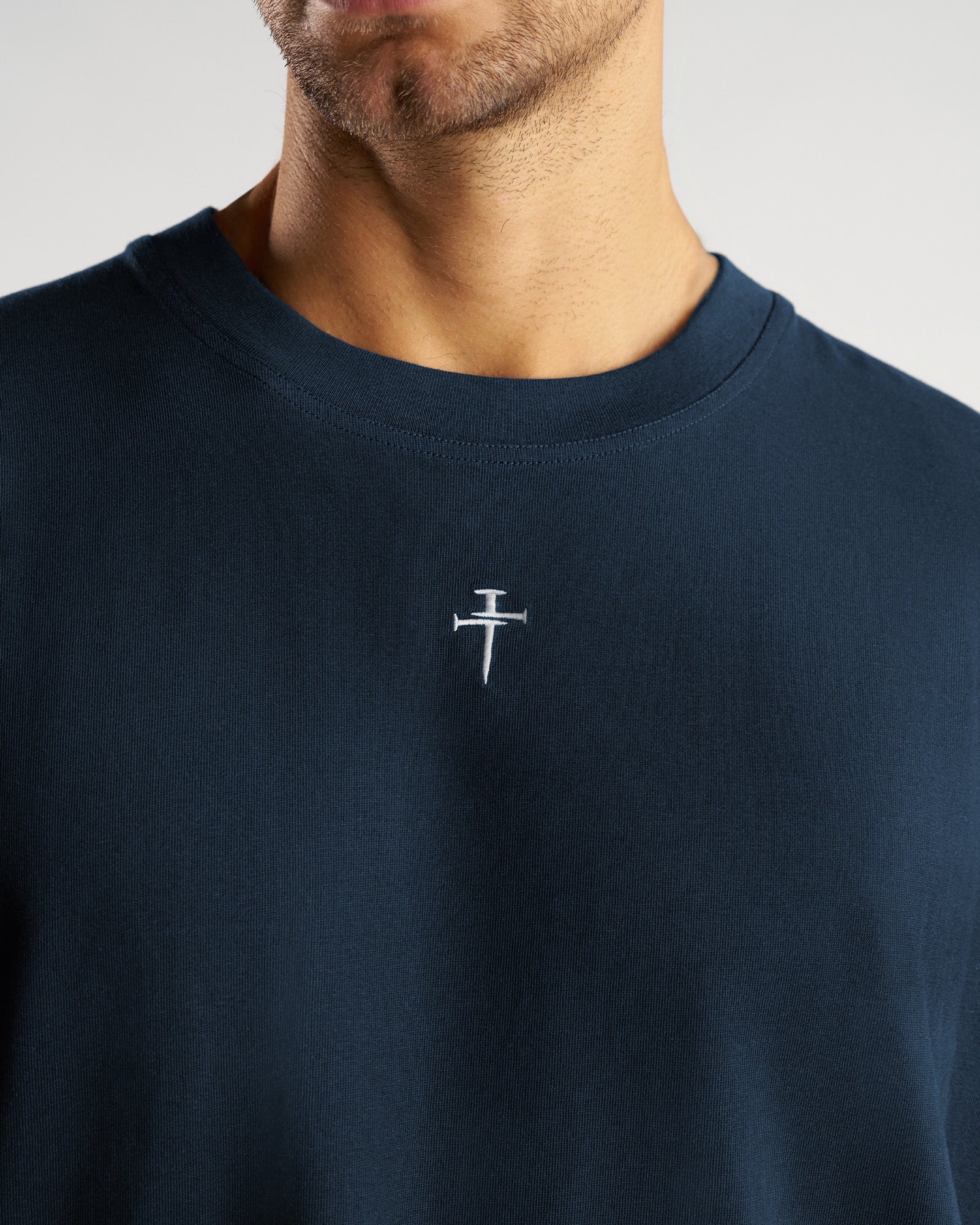 Heavyweight Cotton Oversized Long Sleeve "FHG" - Midnight Navy